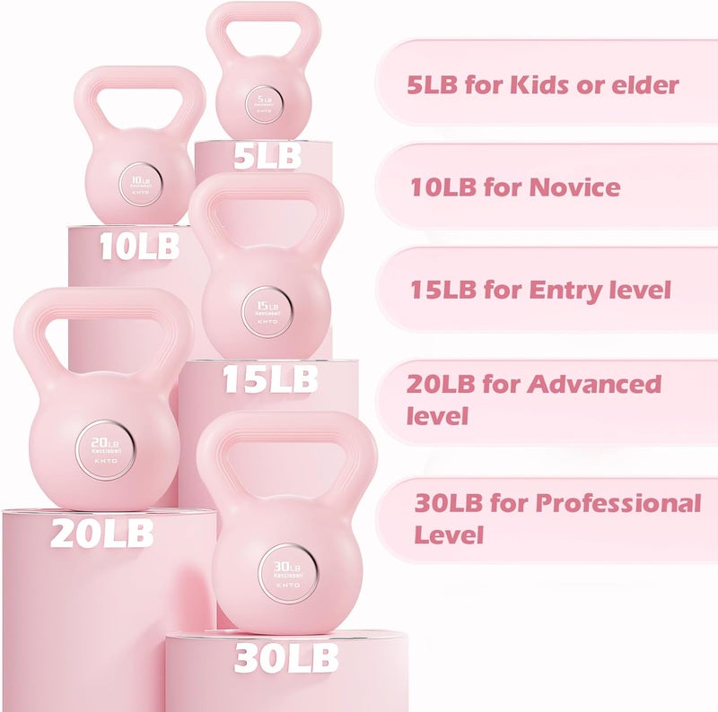 KHTO Kettlebells Fitness Exercise-Pink Strength Training Kettlebell Sets,Dumbbell Weights for Home Gym Equipment - Image 2